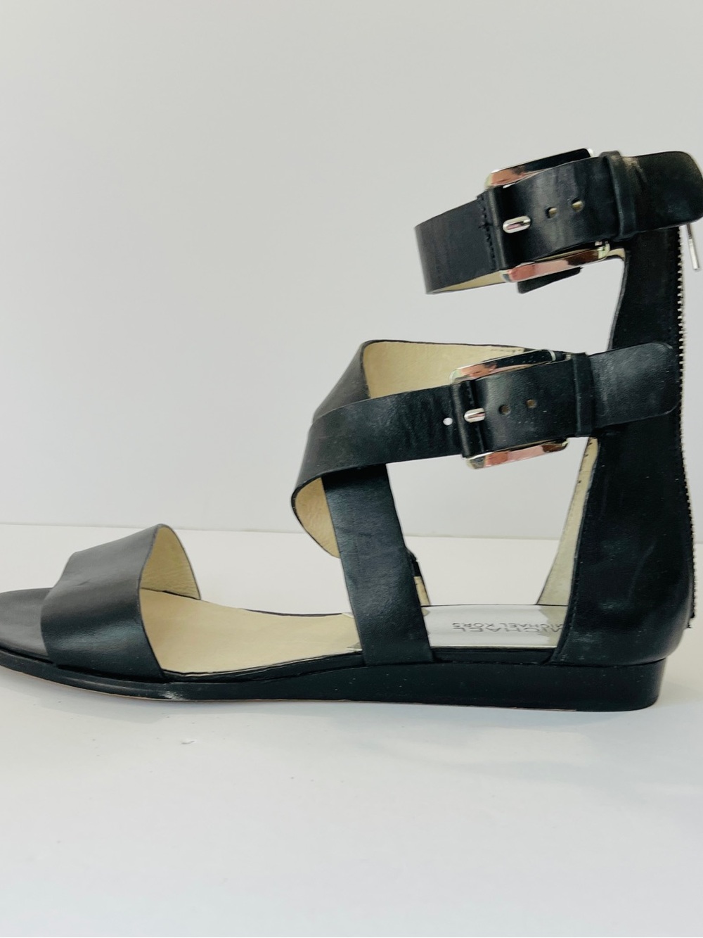 Michael Kors Black Strappy Gladiator Sandals with Back Zip - Picture 2 of 4